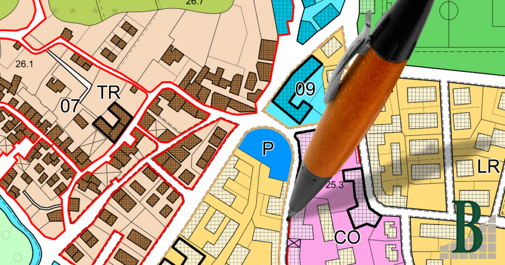 An image of a plan for a plot of land, utilizing land planning for communities.